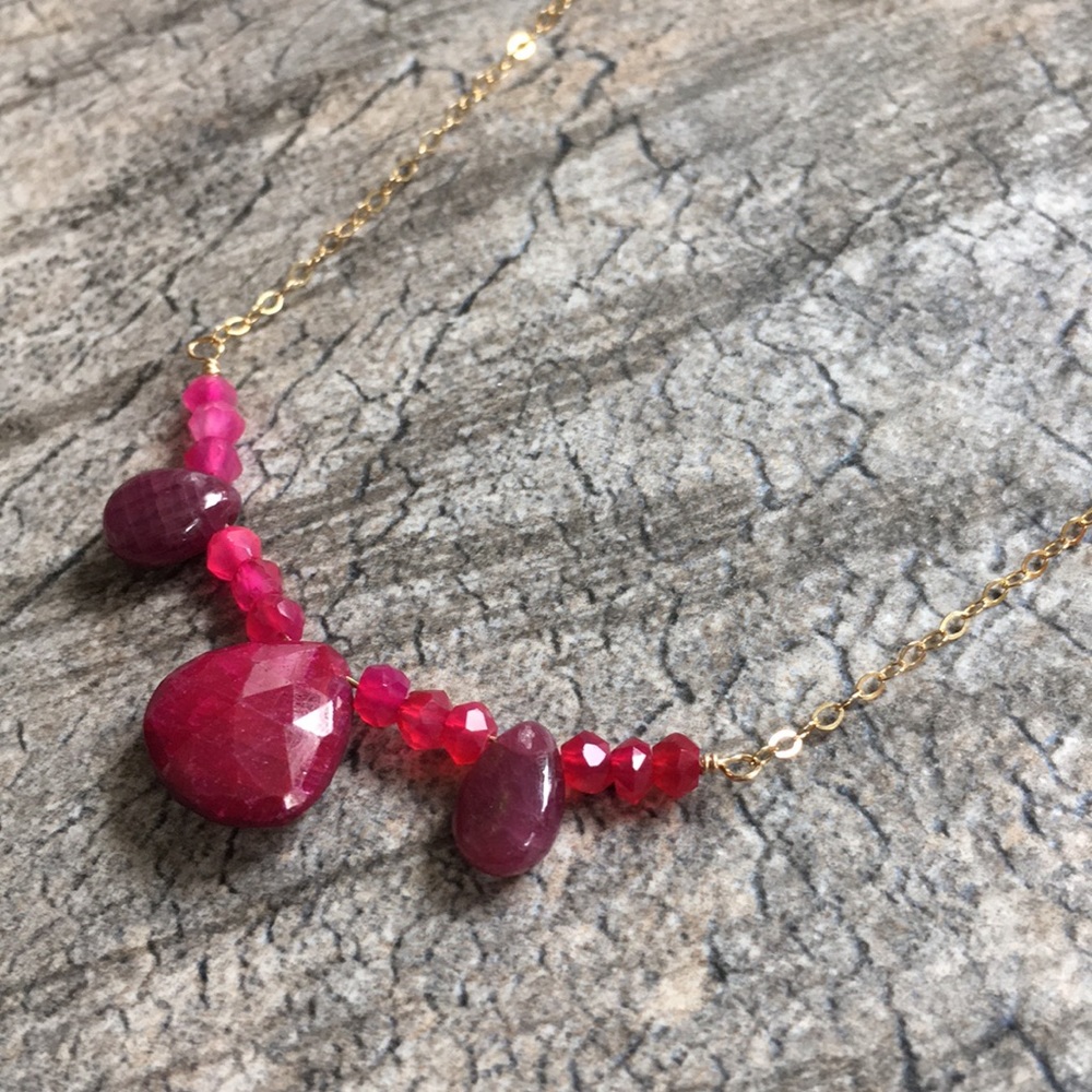 Ruby Chalcedony Necklace Gold Fill - image 7
